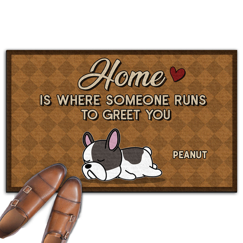 Home Is Where Someone Runs - Personalized Custom Doormat