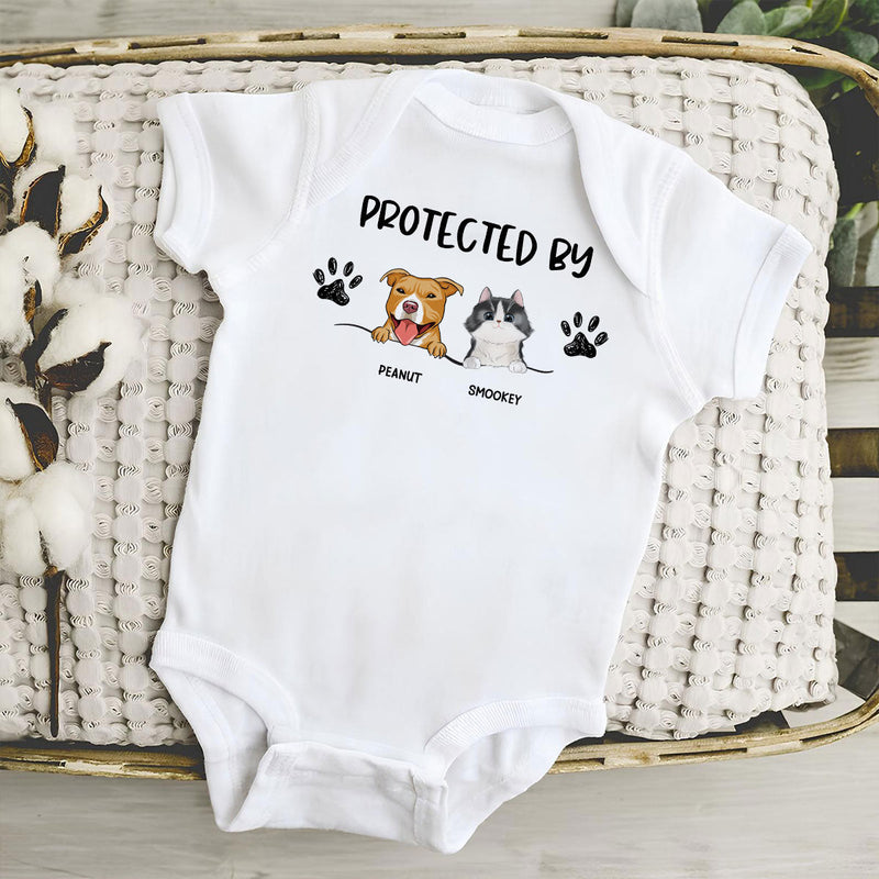 Protected By Dog - Personalized Custom Baby Onesie