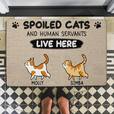 Spoiled Cats Live Here - Personalized Custom Doormat