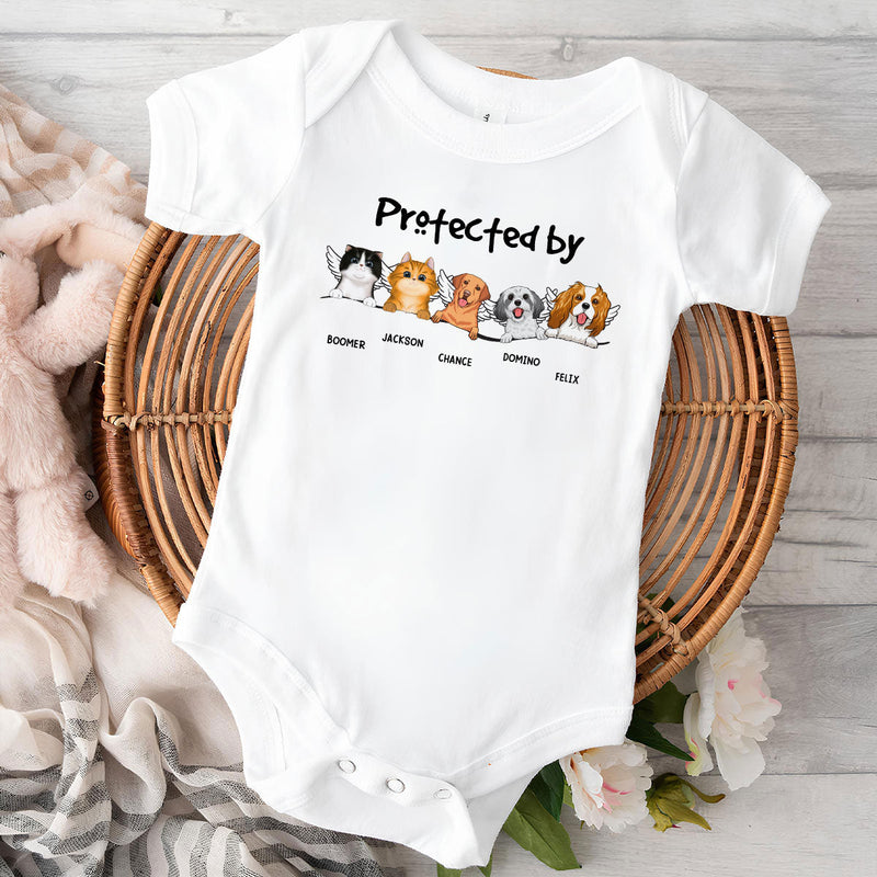 Protected By Dog - Personalized Custom Baby Onesie