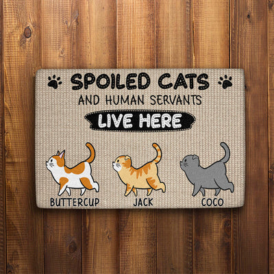 Spoiled Cats Live Here - Personalized Custom Doormat
