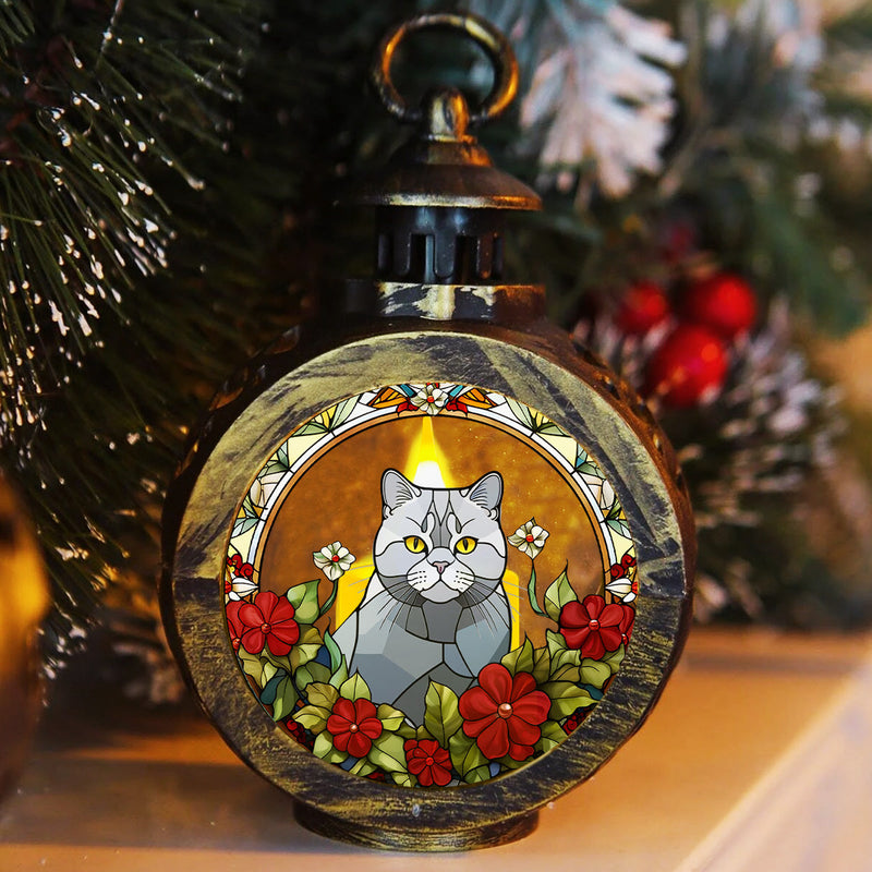 Portrait Lovely Cat - Personalized Custom Christmas Lantern