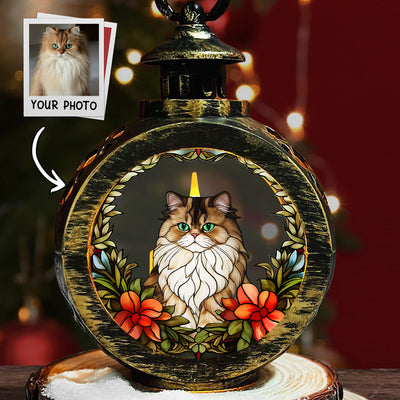 Portrait Lovely Cat - Personalized Custom Christmas Lantern