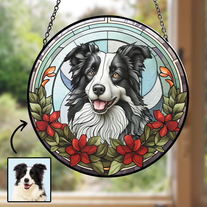 Custom Photo A Heartbeat At My Feet - Personalized Custom Window Hanging Suncatcher