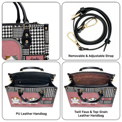 Houndstooth Pattern - Personalized Custom Leather Bag