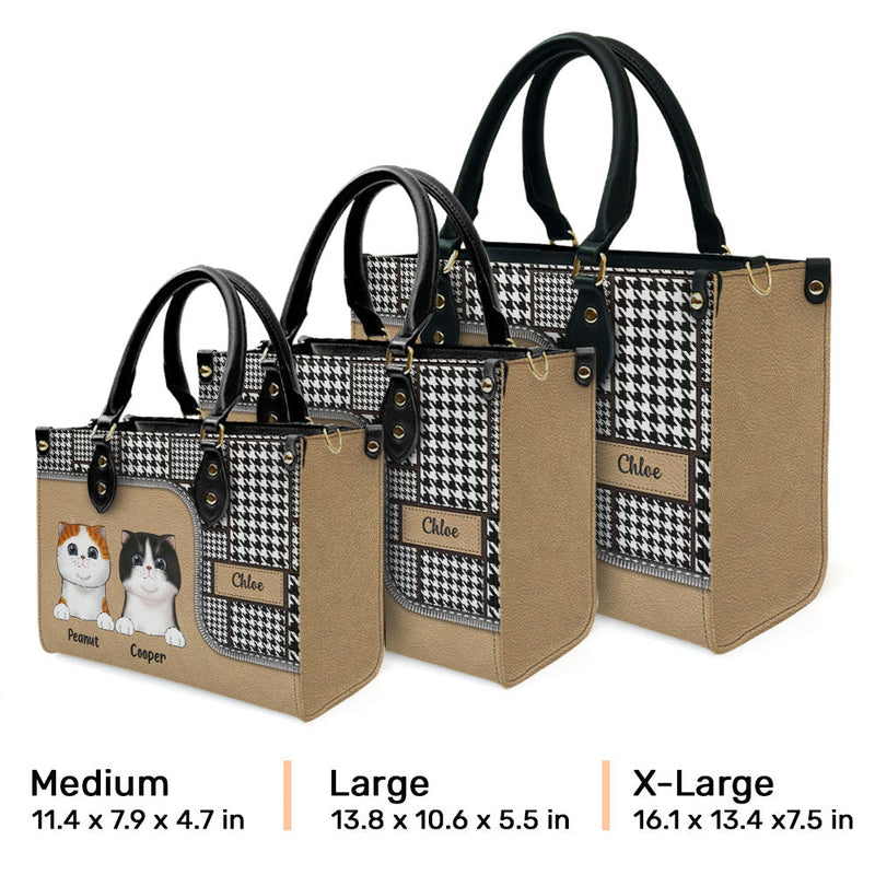 Houndstooth Pattern - Personalized Custom Leather Bag