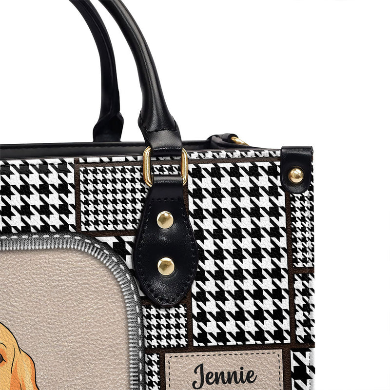 Houndstooth Pattern - Personalized Custom Leather Bag