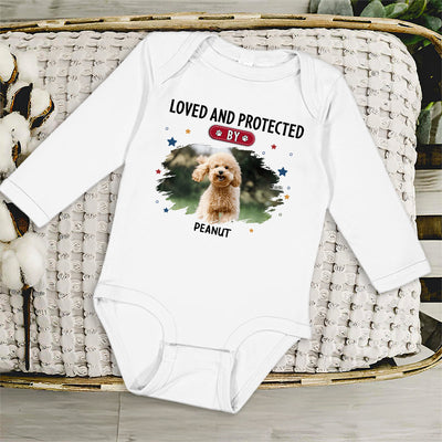Baby Is Loved And Protected Photo - Personalized Custom Long Sleeve Baby Onesie